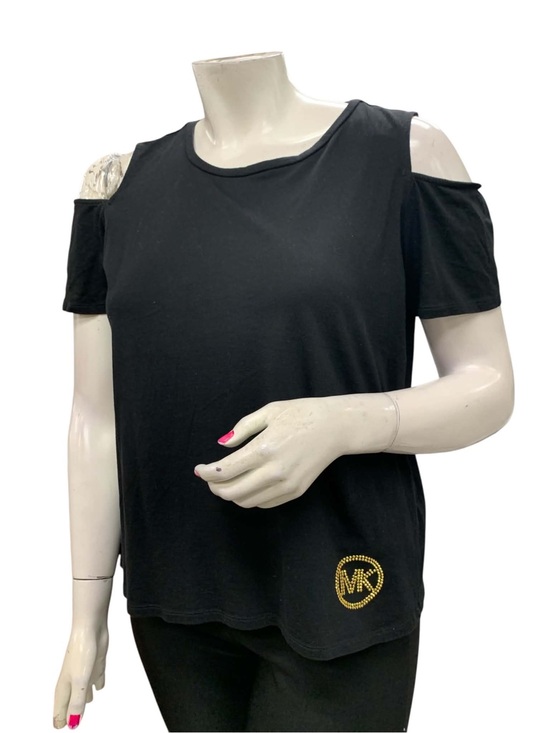 Michael Kors Tops - Michael Kors Black Cold-Shoulder Logo Tee Size XL